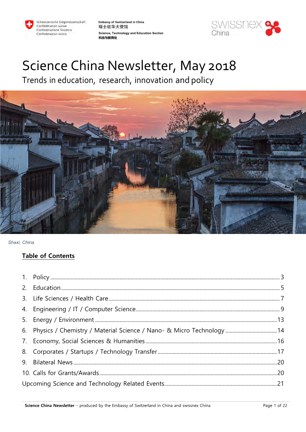 Science China Newsletter, May 2018 Trends in Education, Research, Innovation and Policy