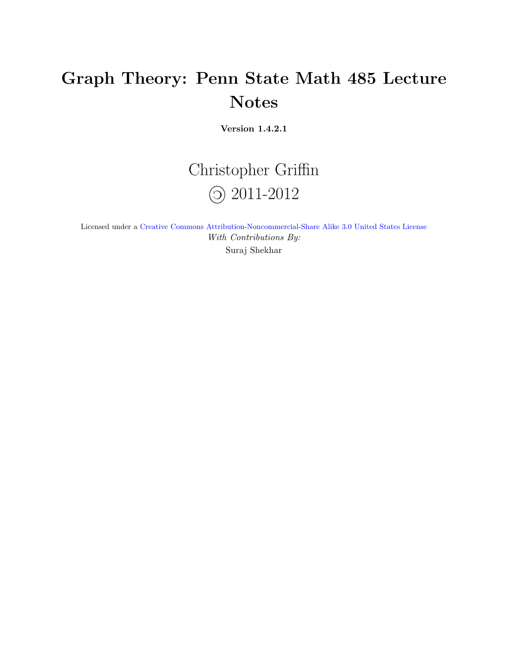 Graph Theory Lecture Notes