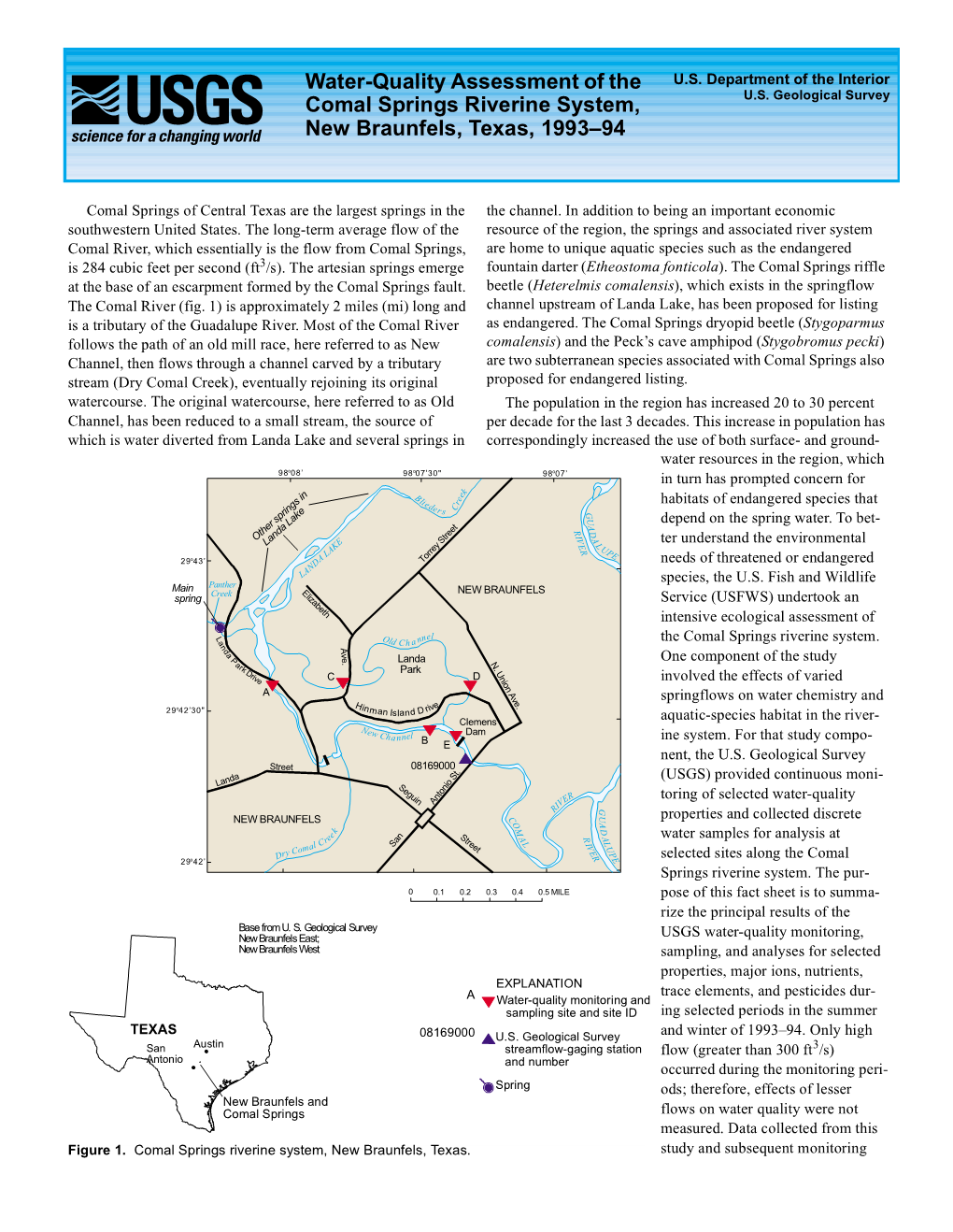 Water-Quality Assessment of the Comal Springs Riverine System