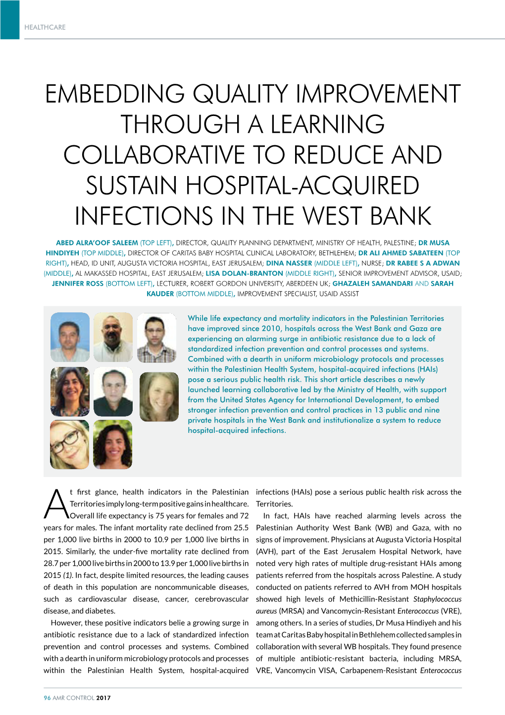 Embedding Quality Improvement Through a Learning Collaborative to Reduce and Sustain Hospital-Acquired Infections in the West Bank