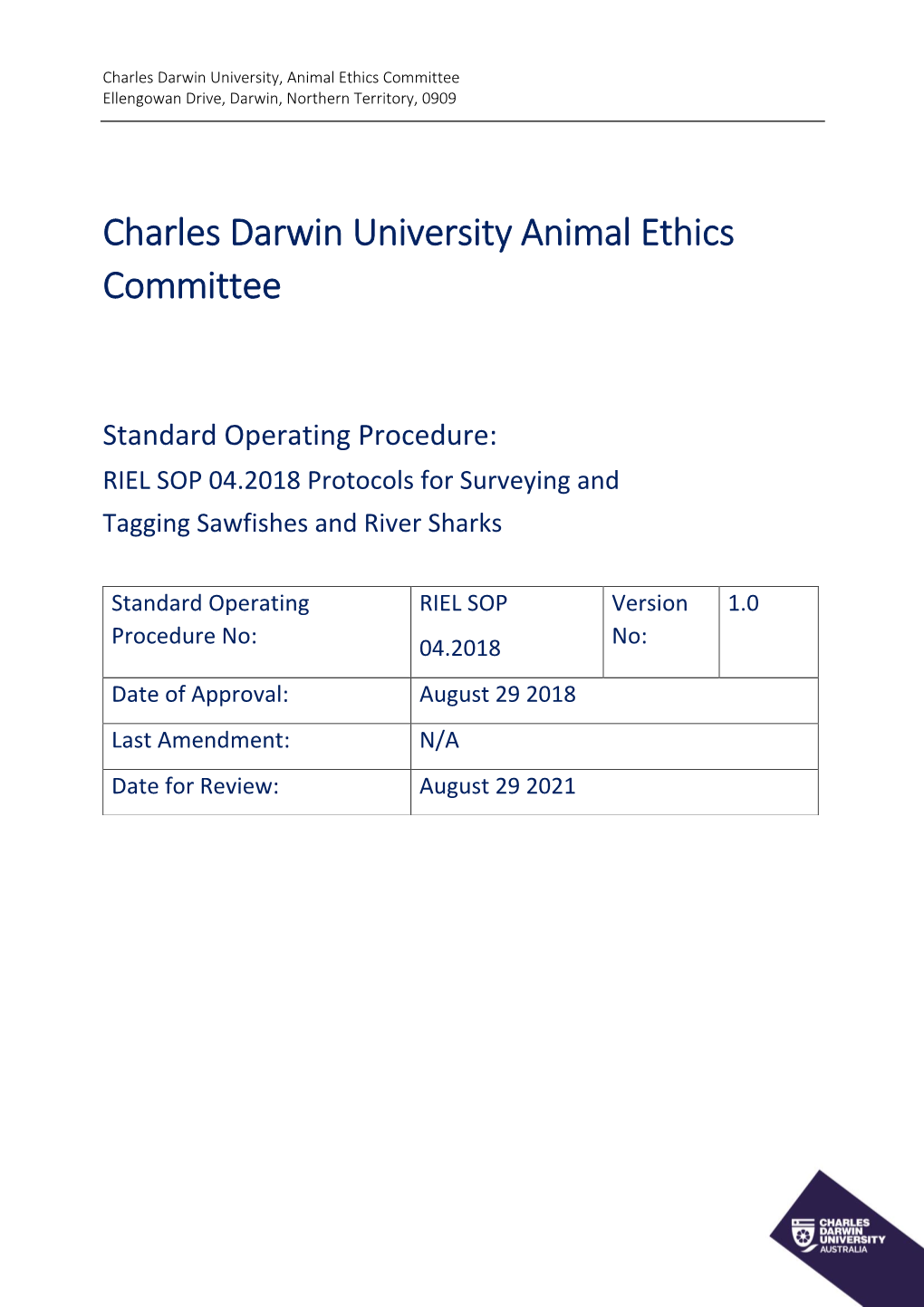 Protocols for Surveying and Tagging Sawfishes and River Sharks