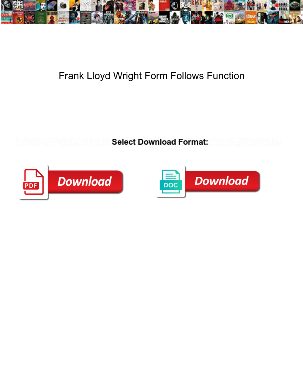 Frank Lloyd Wright Form Follows Function