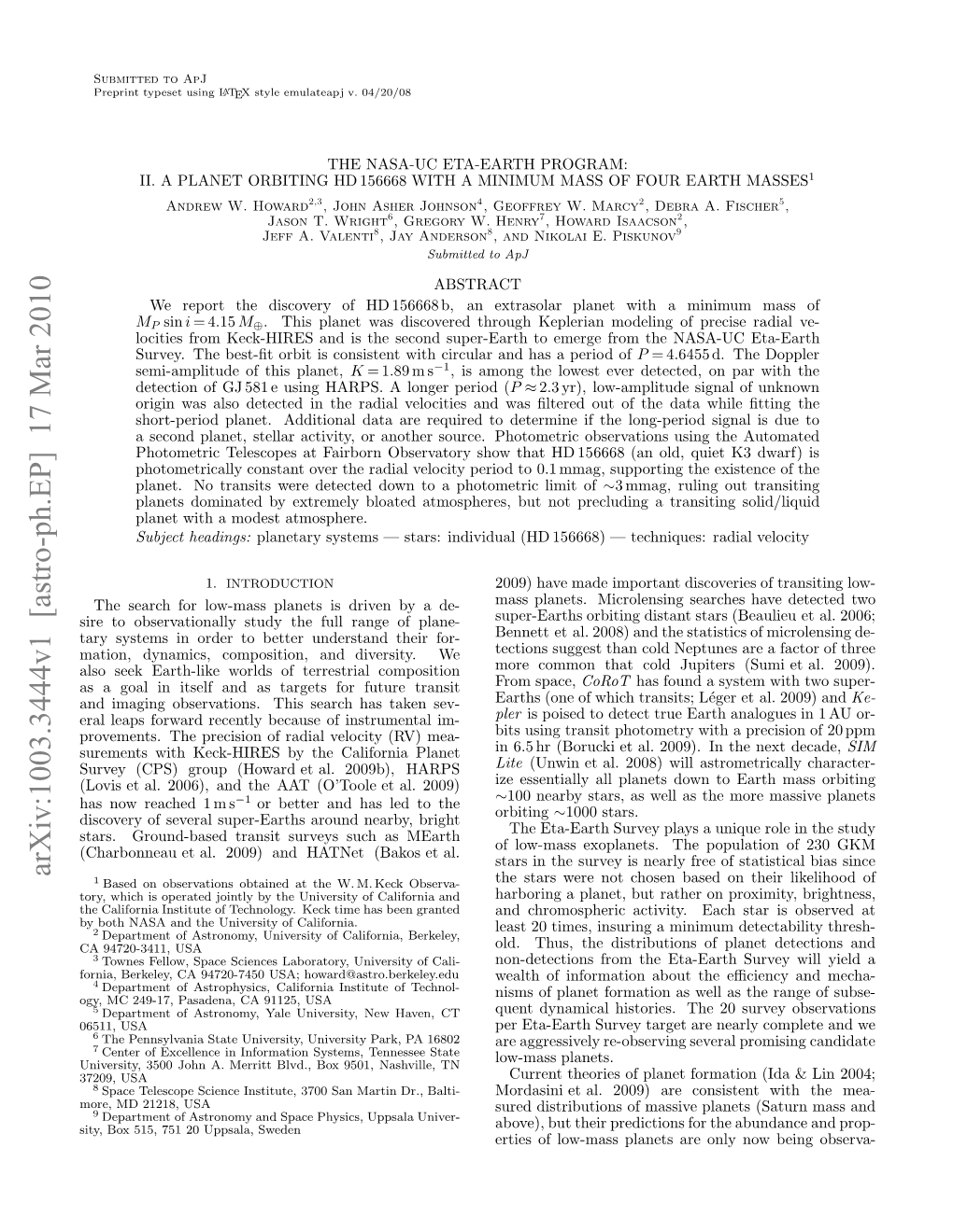 Arxiv:1003.3444V1 [Astro-Ph.EP] 17 Mar 2010 Lvse L 06,Adteat(’Ol Ta.2009) Al