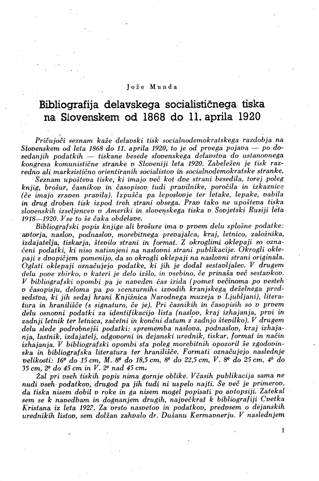 Bibliografija Delavskega Socialističnega Tiska Na Slovenskem Od 1868 Do 11