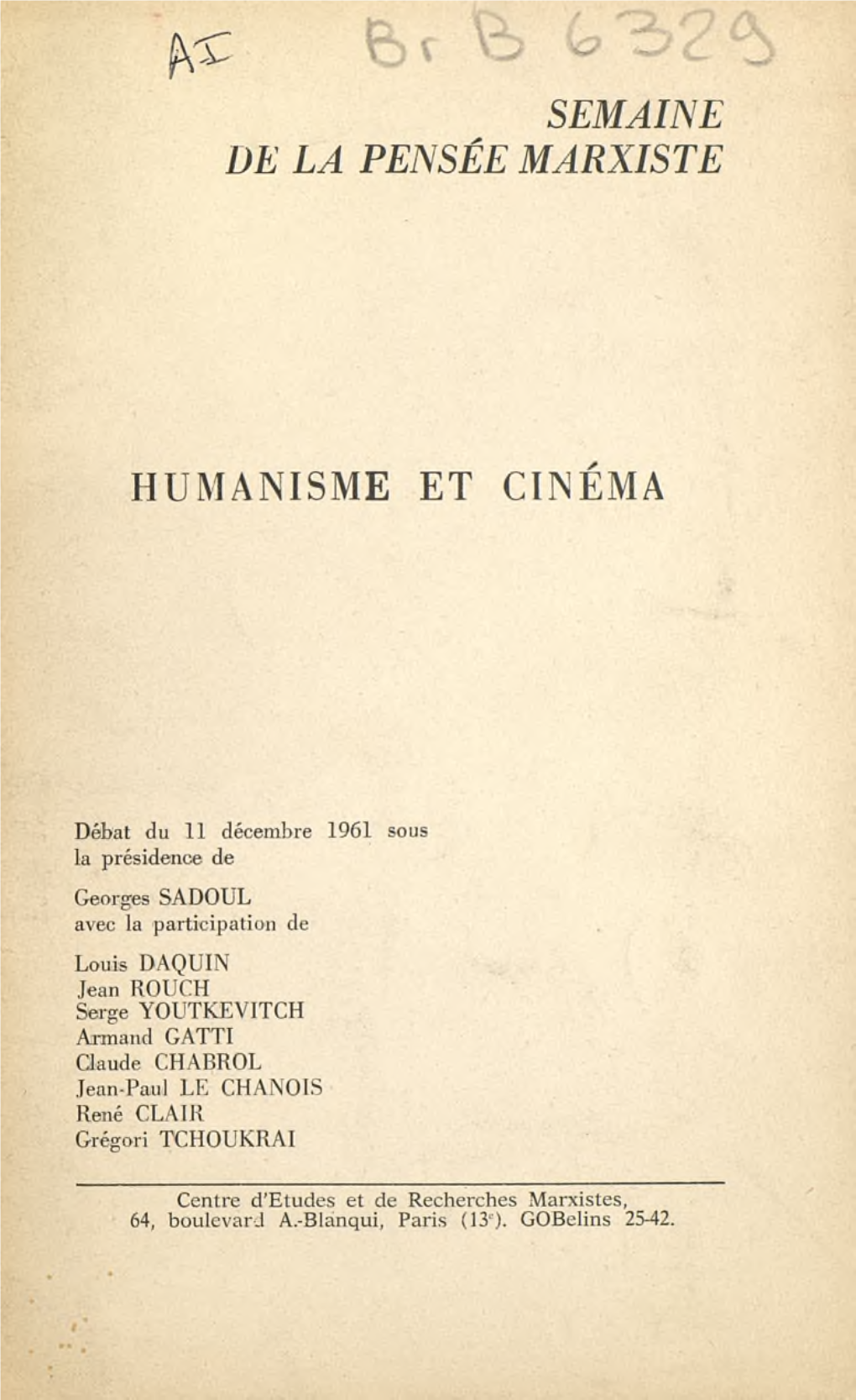 Humanisme Et Cinema