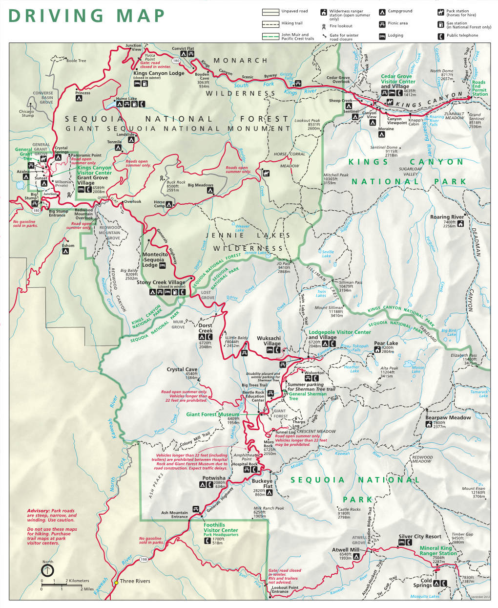 DRIVING MAP Hiking Trail Picnic Area Gas Station Fire Lookout (In National Forest Only)