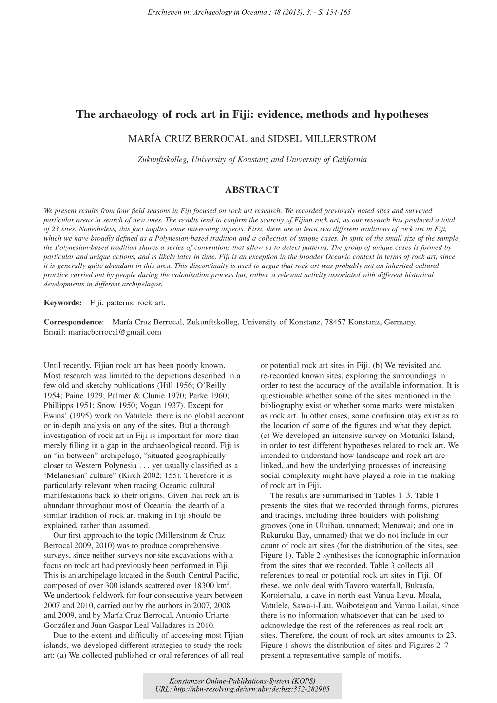 The Archaeology of Rock Art in Fiji : Evidence, Methods and Hypotheses