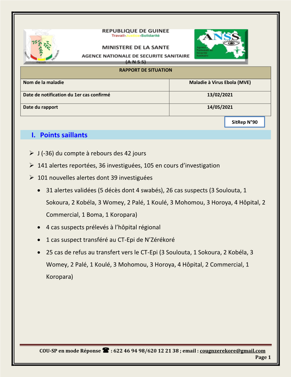 Sitrep Ndeg 90 Epidemie De