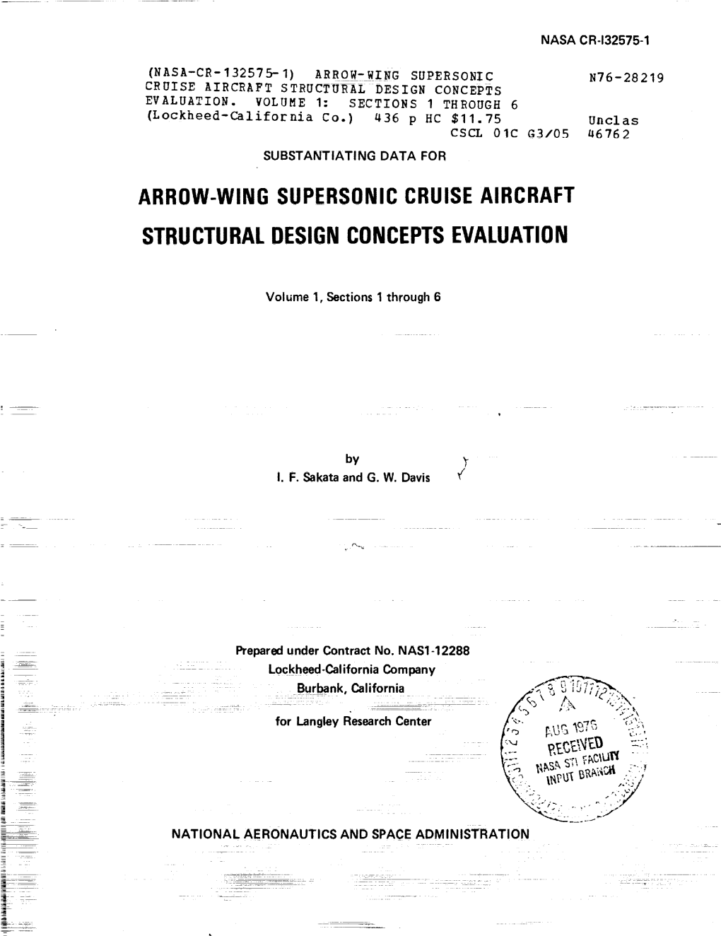 Arrow-Wing Supersonic Cruise Aircraft Structuraldesign Conceptsevaluation