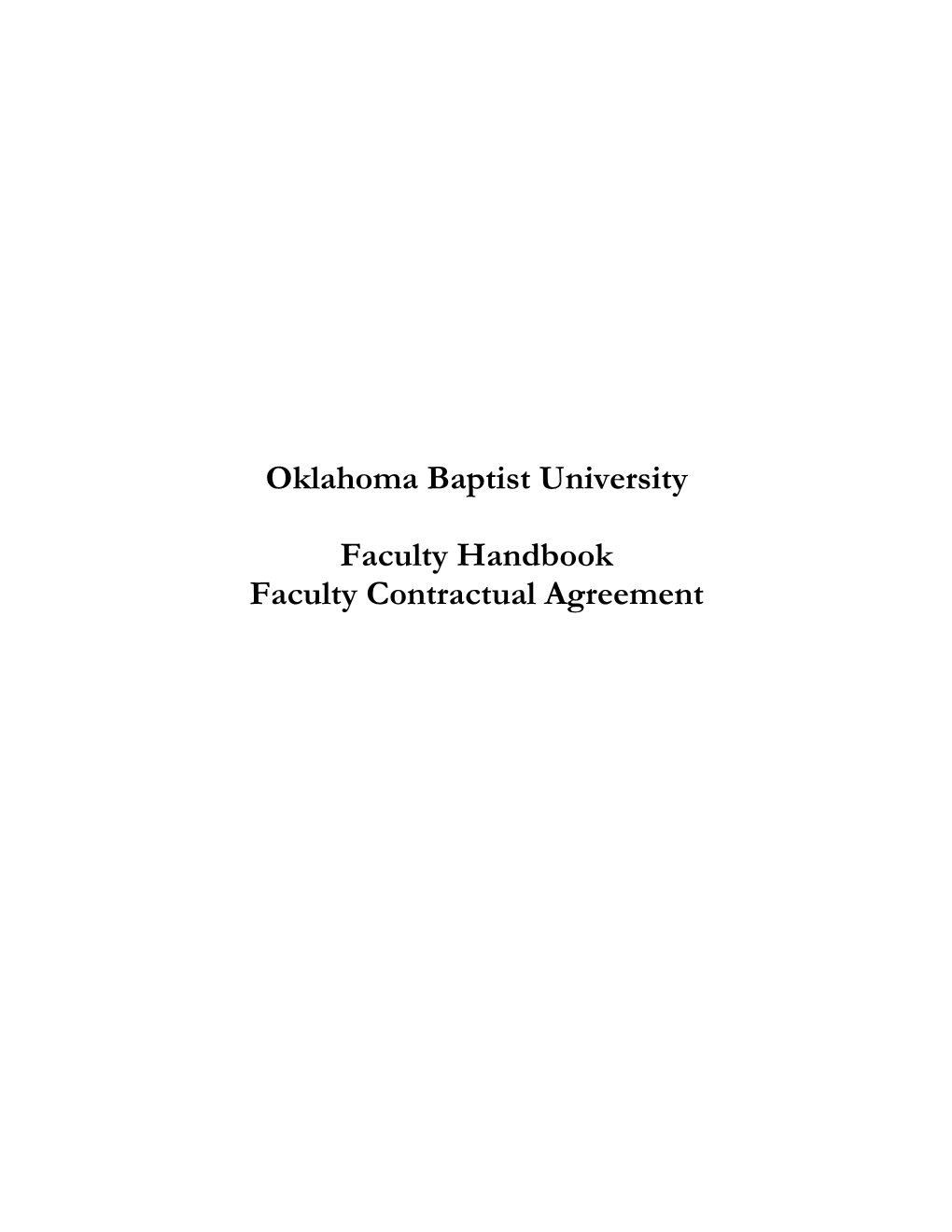 Faculty Handbook Faculty Contractual Agreement