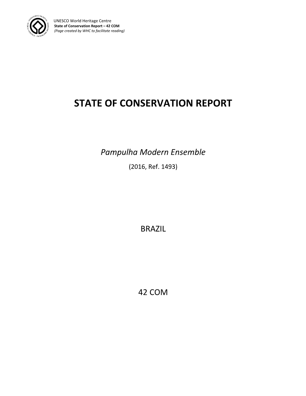 State of Conservation Report – 42 COM (Page Created by WHC to Facilitate Reading)