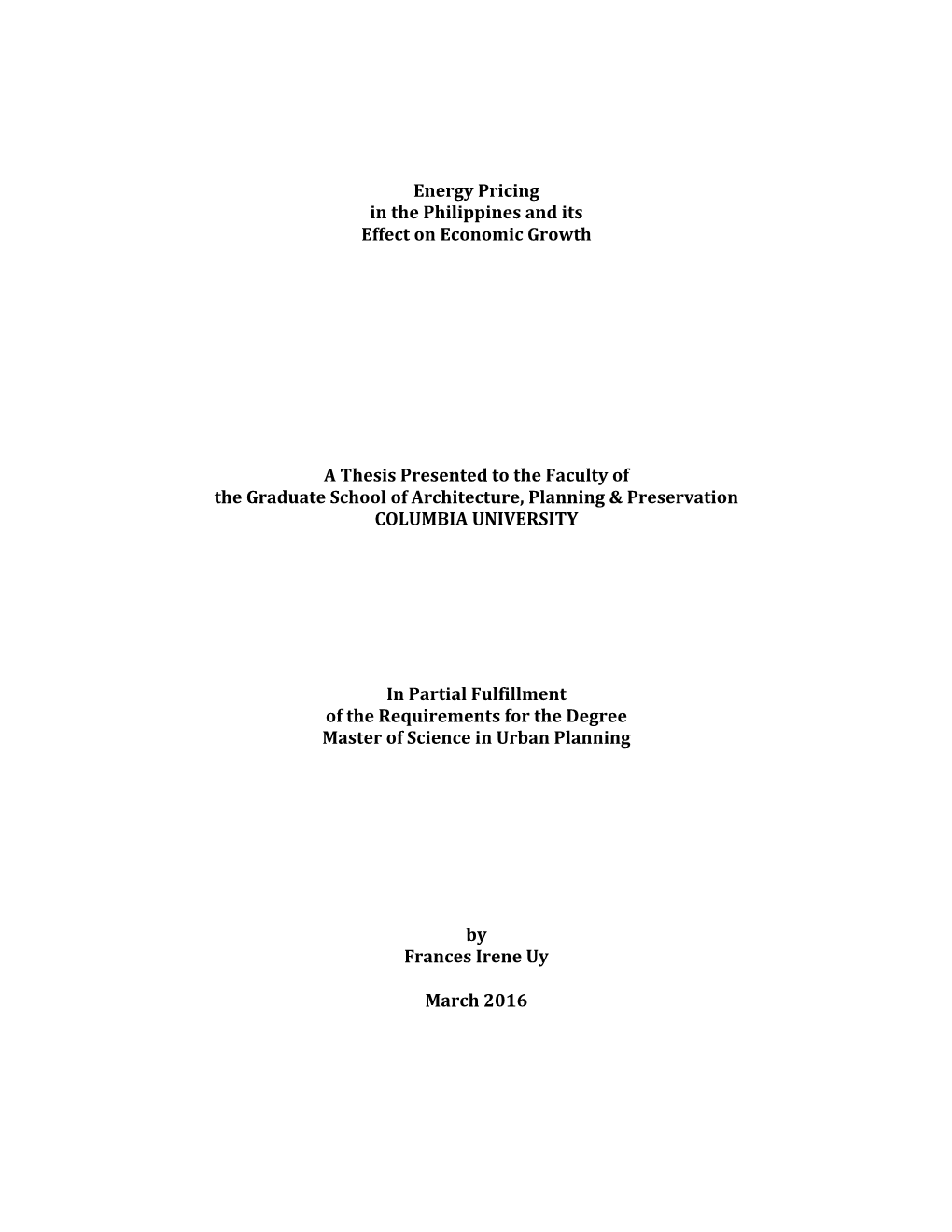 Energy Pricing in the Philippines and Its Effect on Economic Growth A