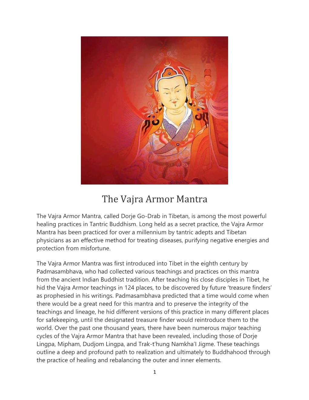 The Vajra Armor Mantra
