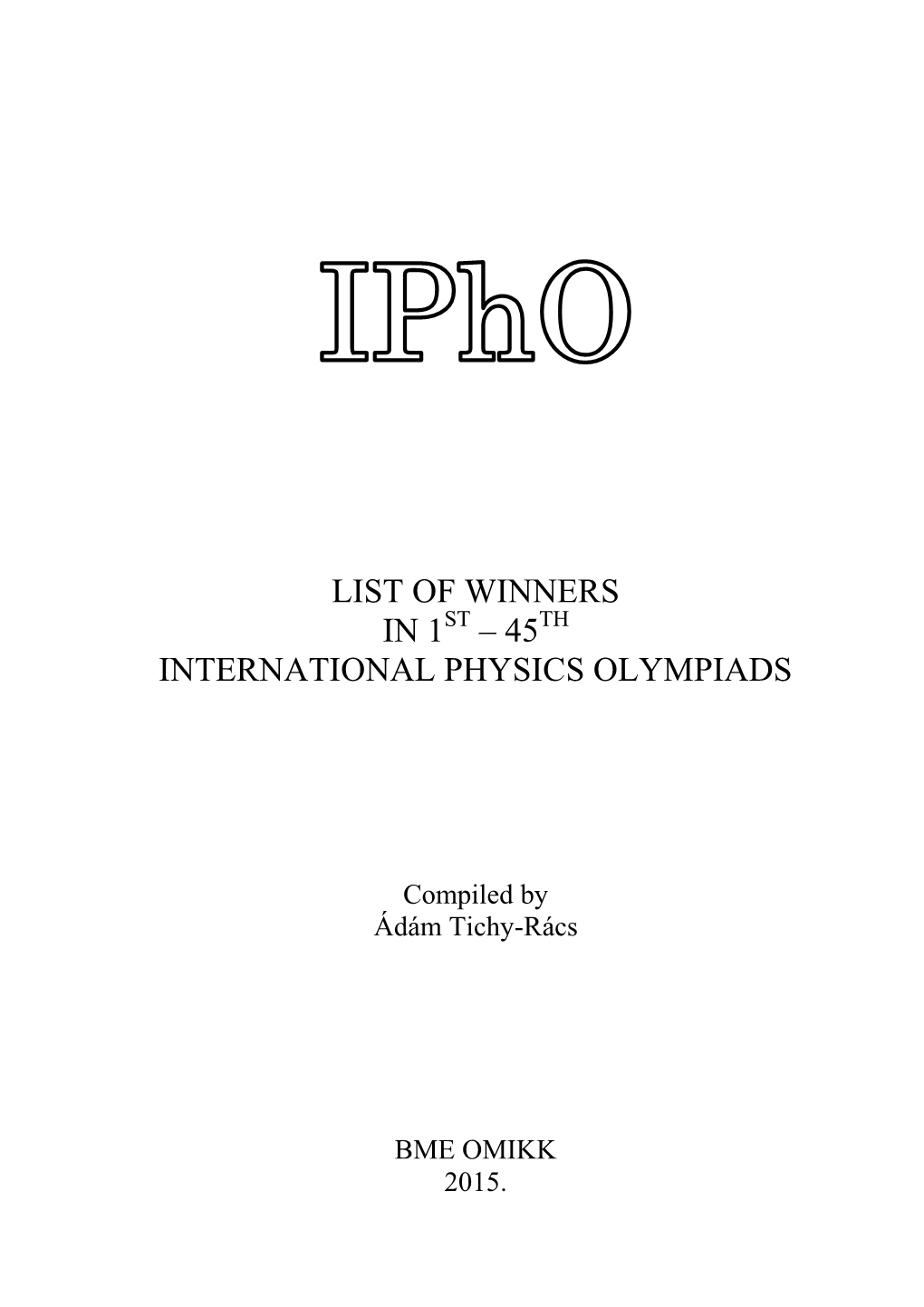 45Th International Physics Olympiads