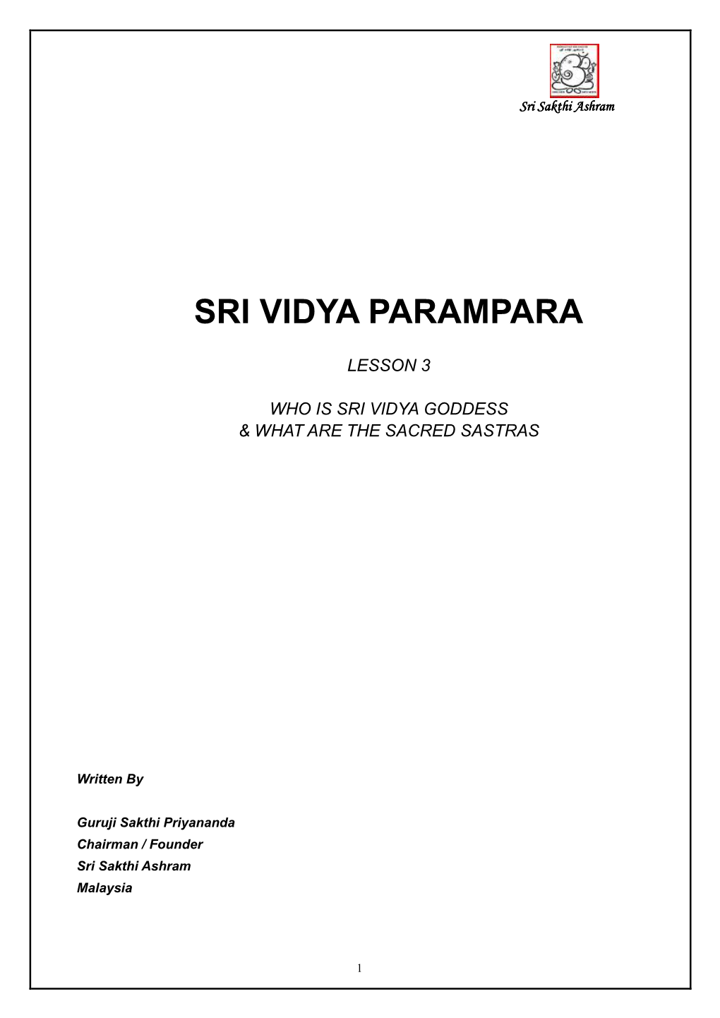 Sri Vidya Parampara