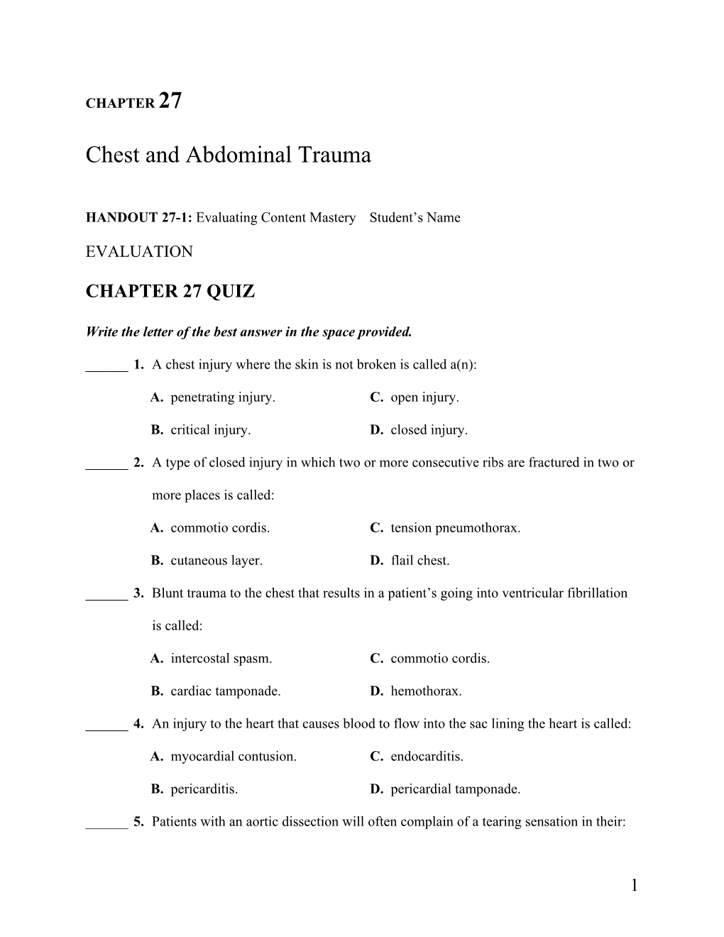 Chest and Abdominal Trauma