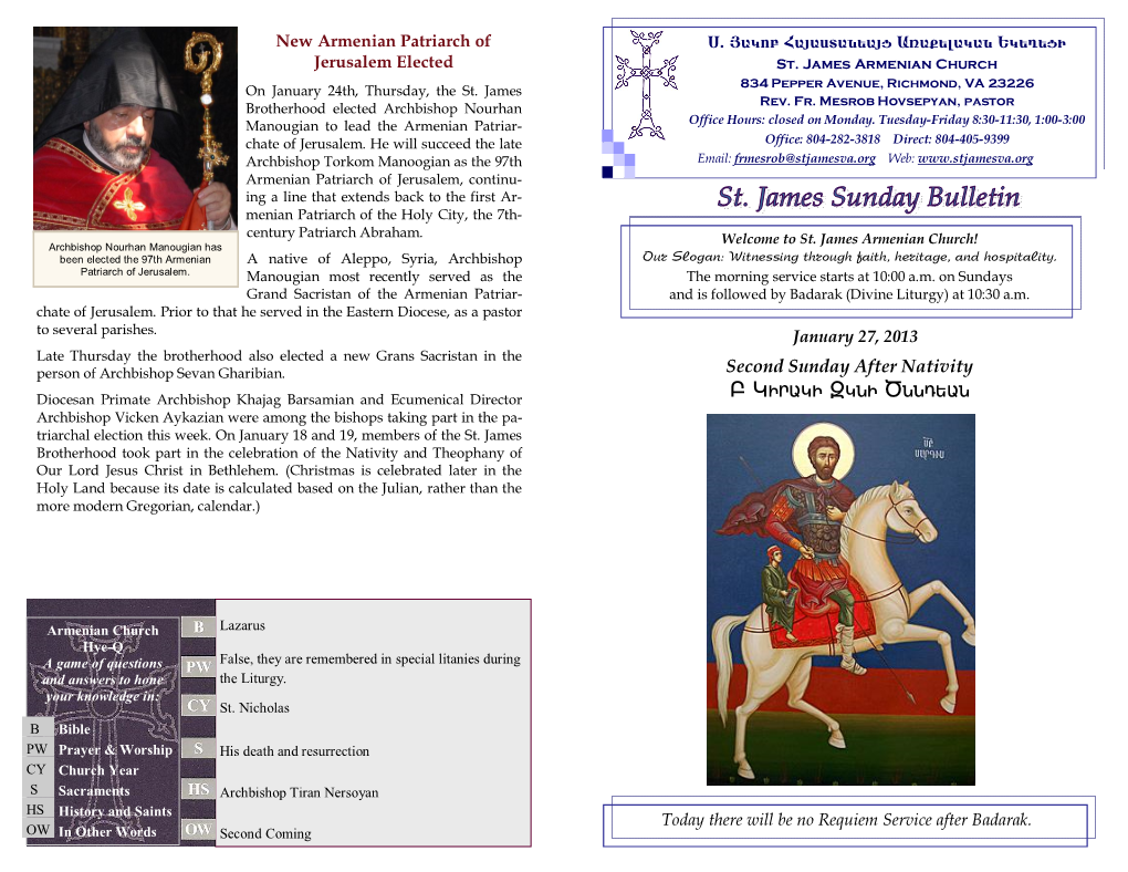 St. James Bulletin, January 27, 2013