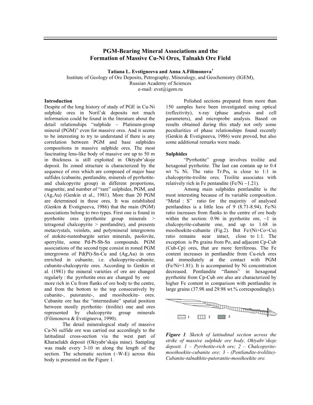 PGM-Bearing Mineral Associations and the Formation of Massive Cu-Ni Ores, Talnakh Ore Field