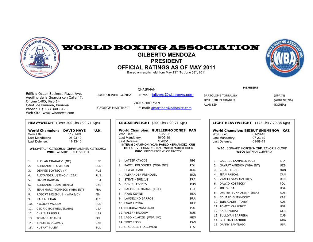 World Boxing Association Gilberto Mendoza