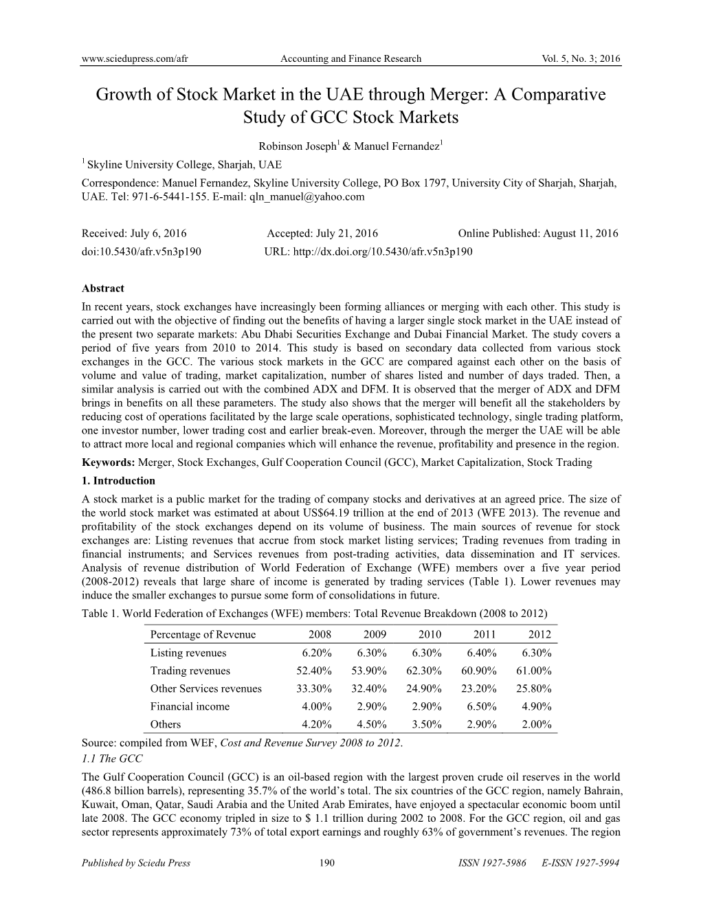 Growth of Stock Market in the UAE Through Merger: a Comparative Study of GCC Stock Markets