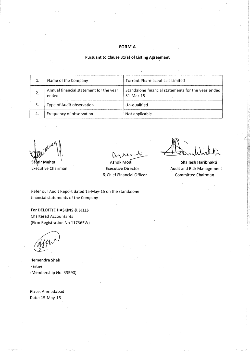 FY 2015-16 at the Ensuing Annual General Meeting