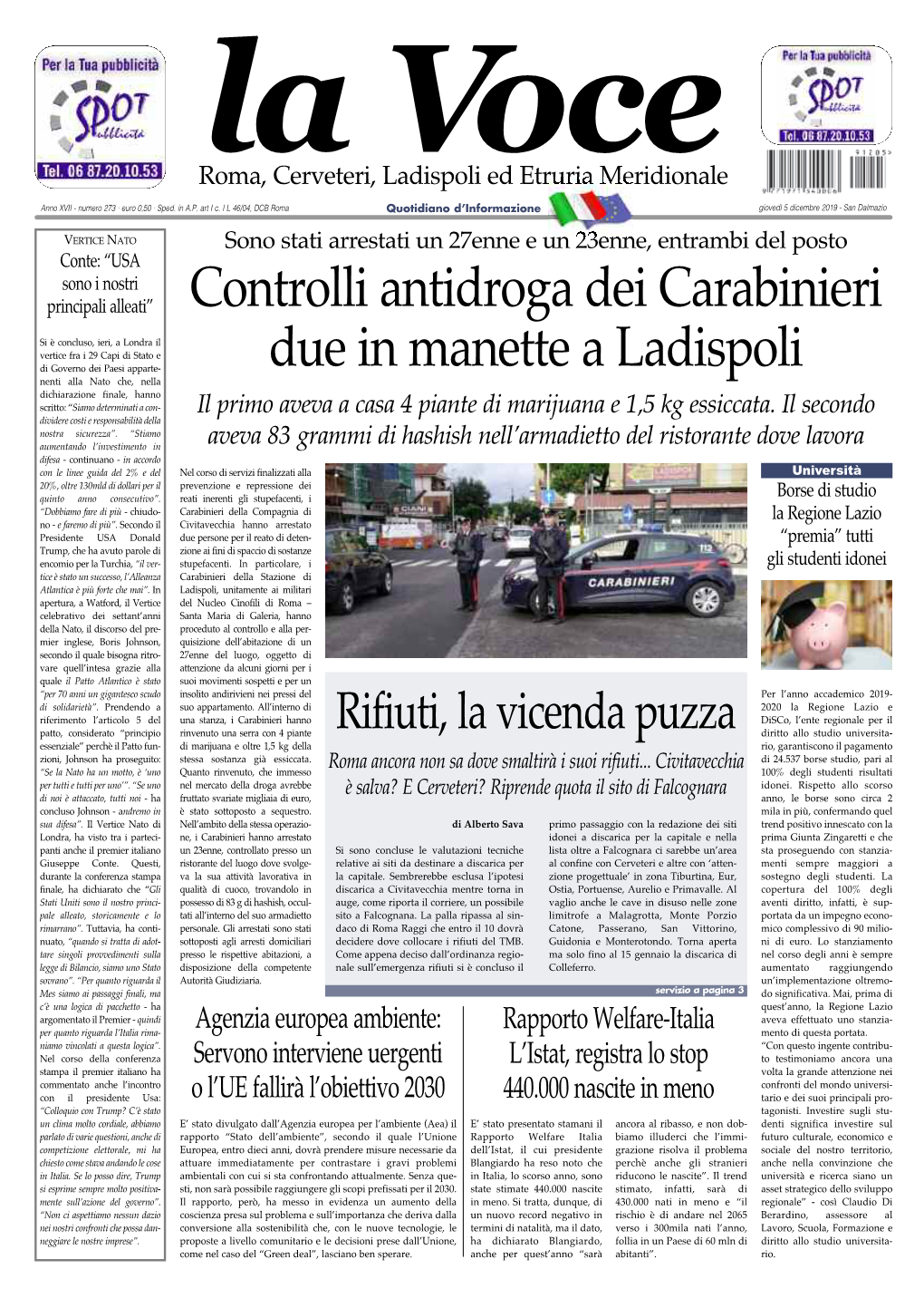 Controlli Antidroga Dei Carabinieri Due in Manette a Ladispoli