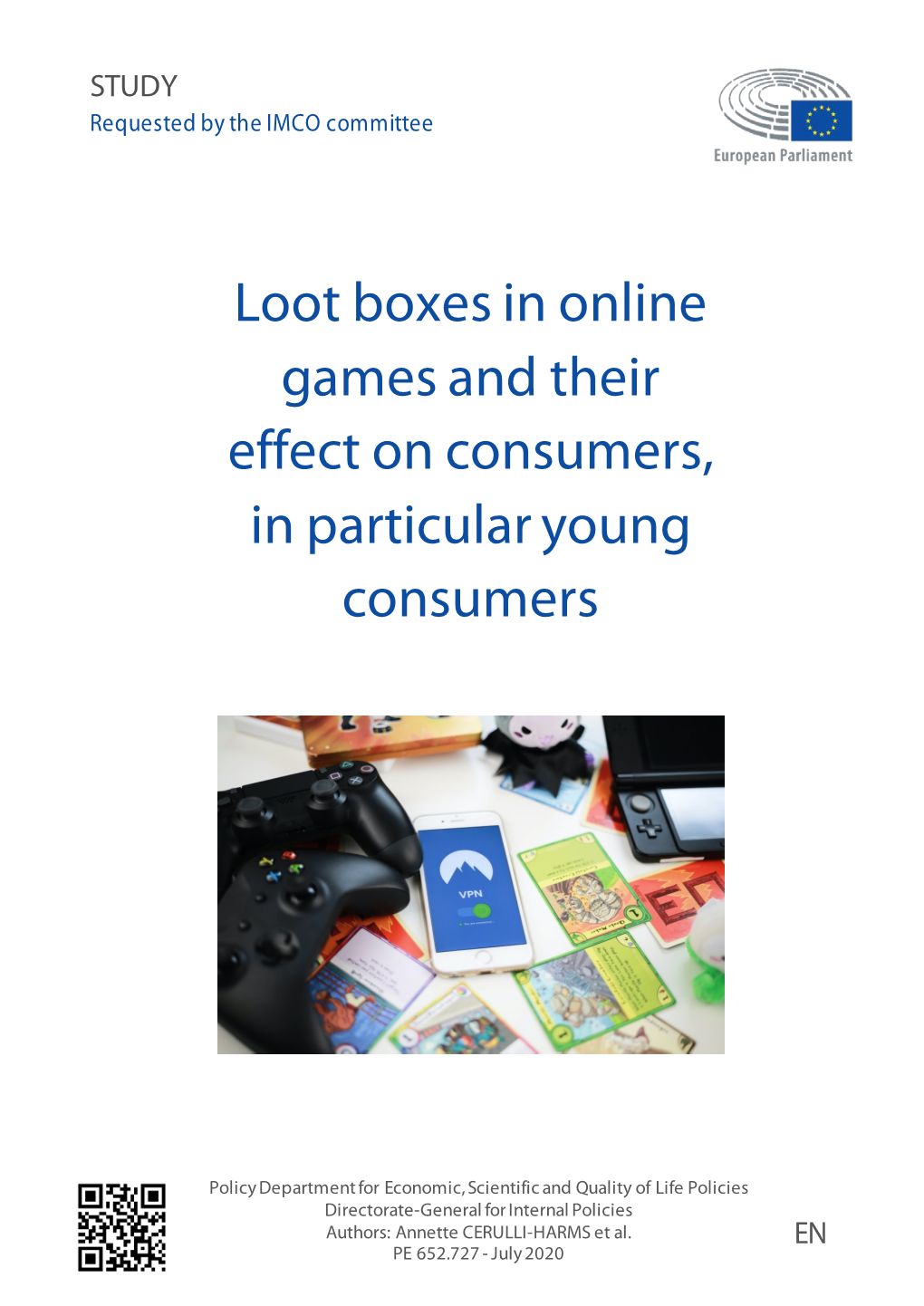 Loot Boxes in Online Games and Their Effect on Consumers, in Particular Young Consumers