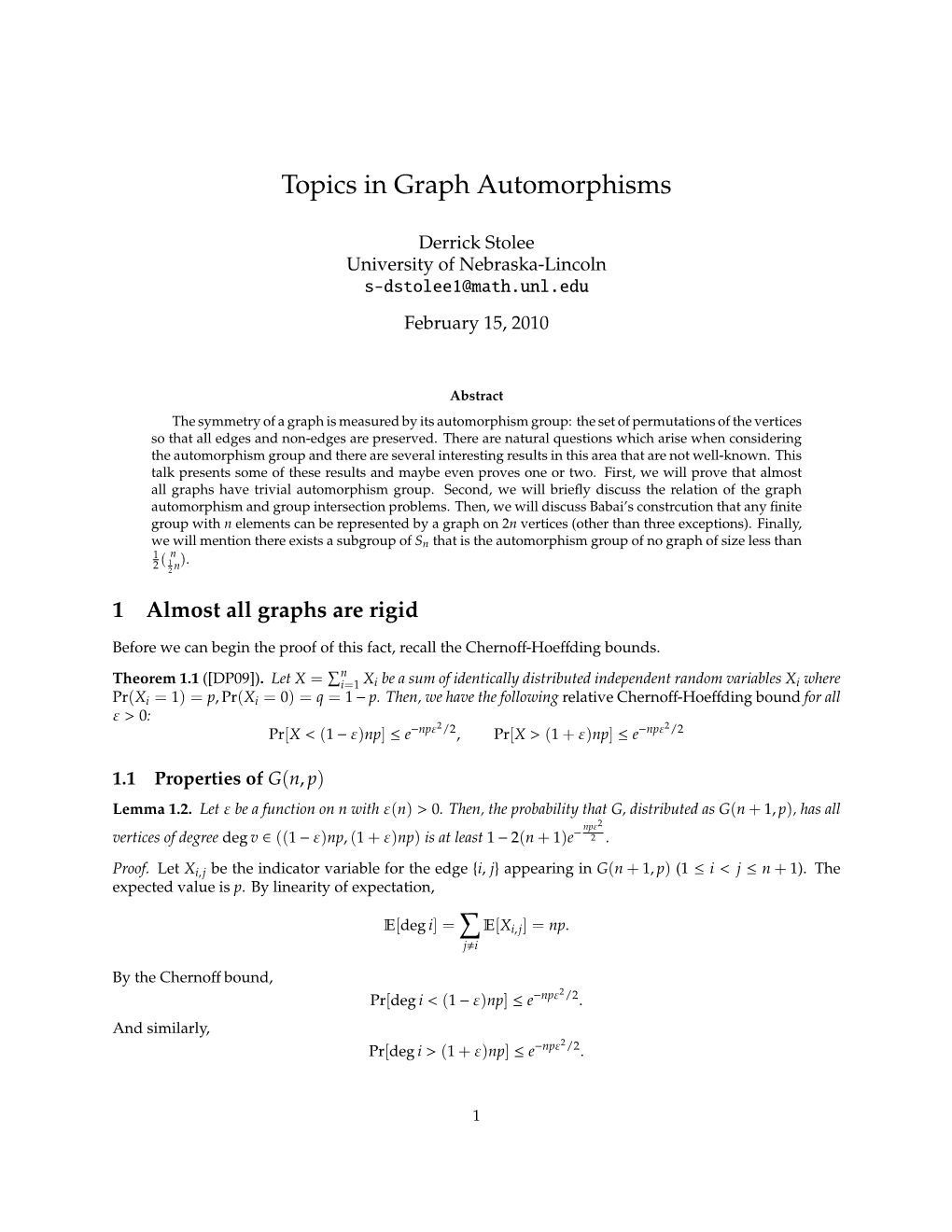 Topics in Graph Automorphisms