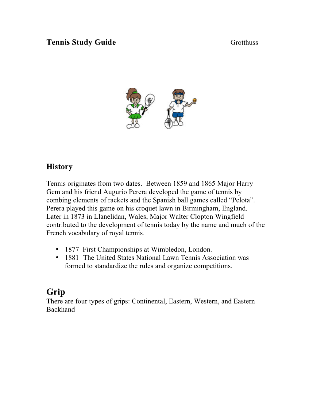 Tennis Study Guide History