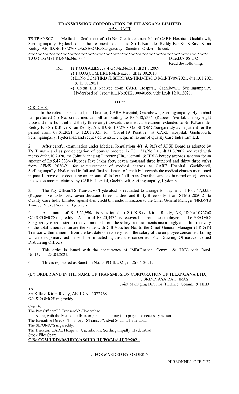 Transmission Corporation of Telangana Limited Abstract