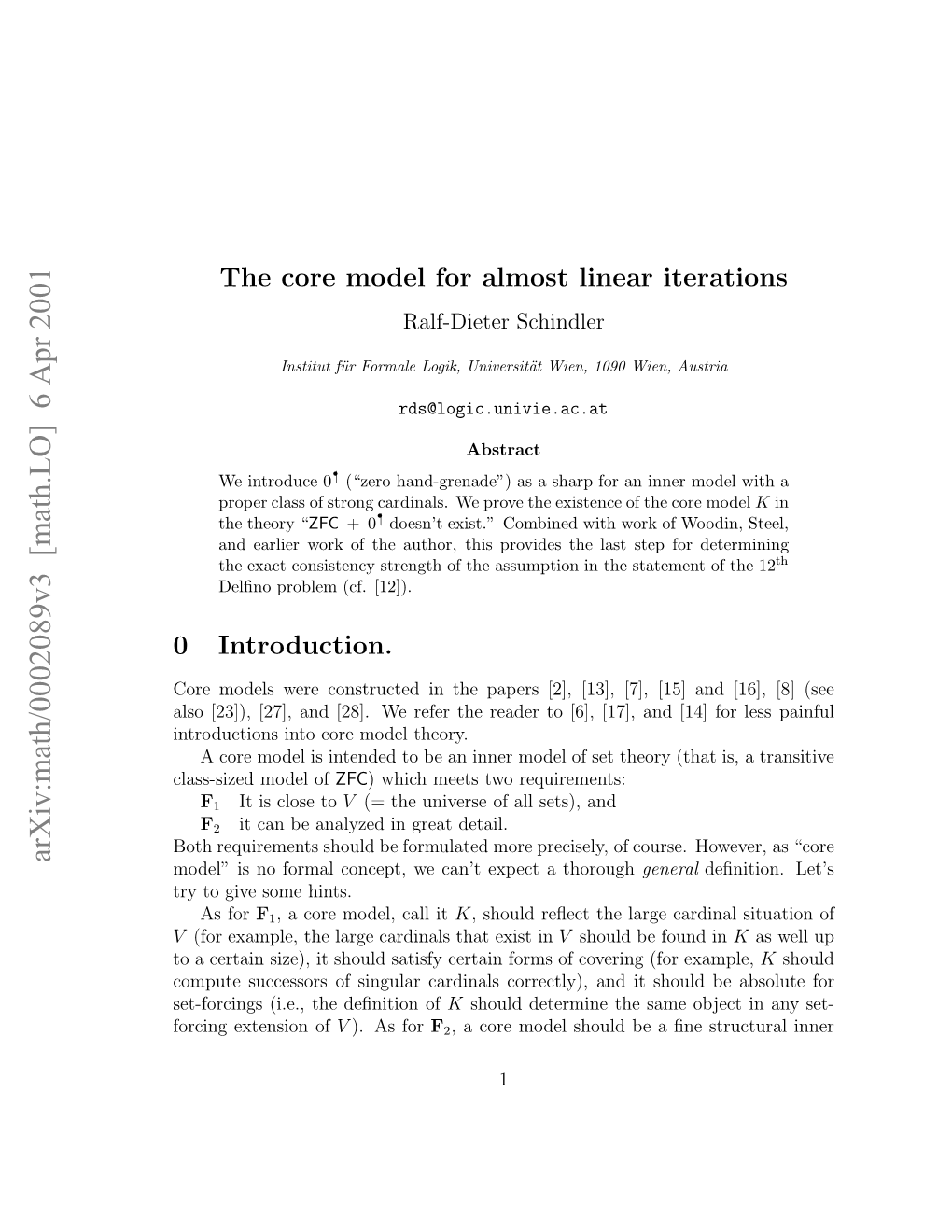 The Core Model for Almost Linear Iterations