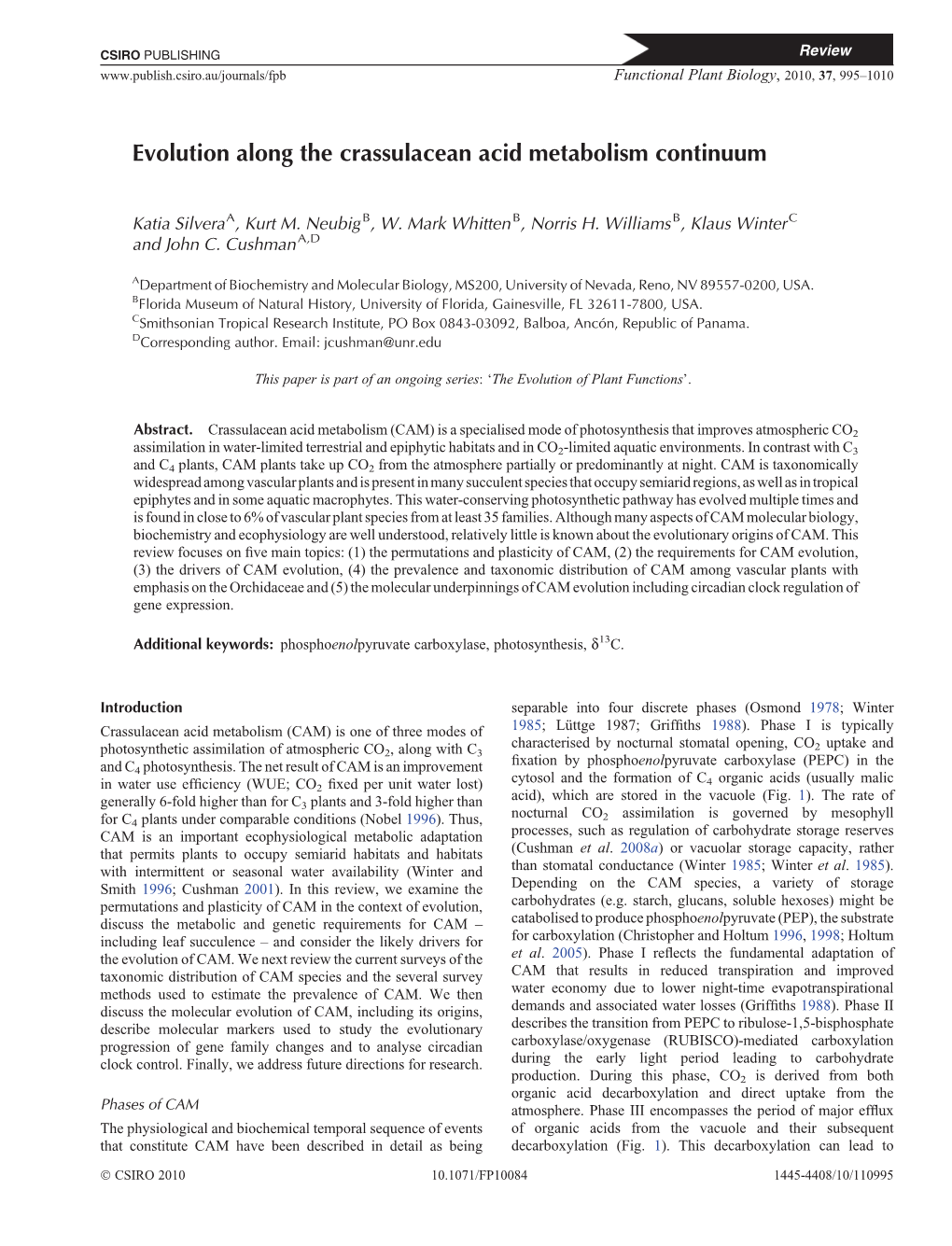 Evolution Along the Crassulacean Acid Metabolism Continuum