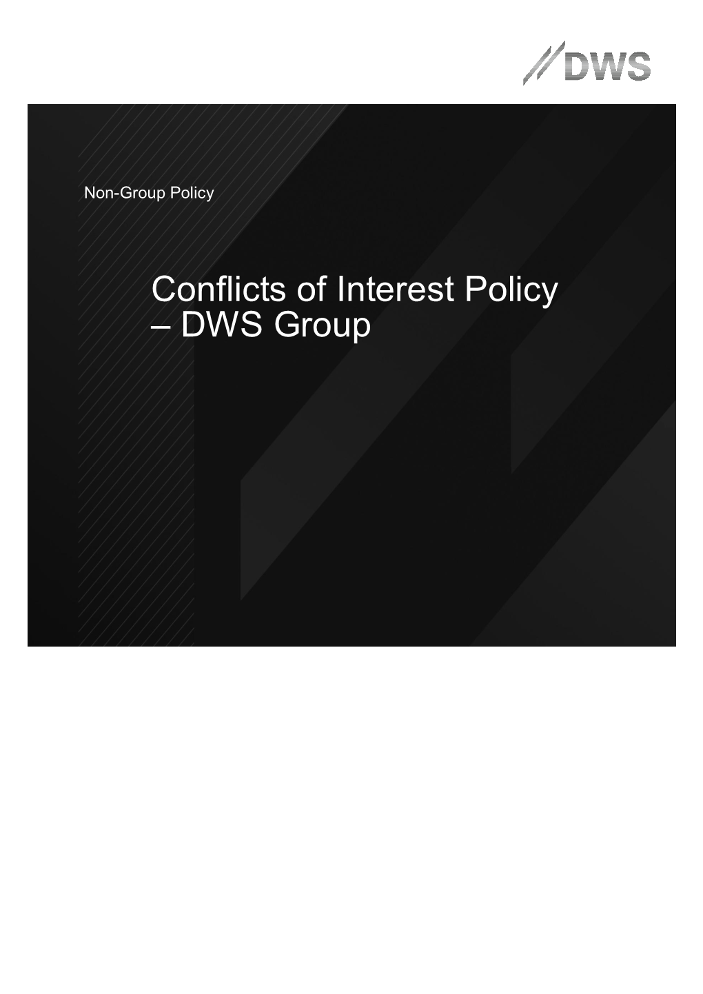 Conflicts of Interest Policy – DWS Group Conflicts of Interest Policy – DWS Group