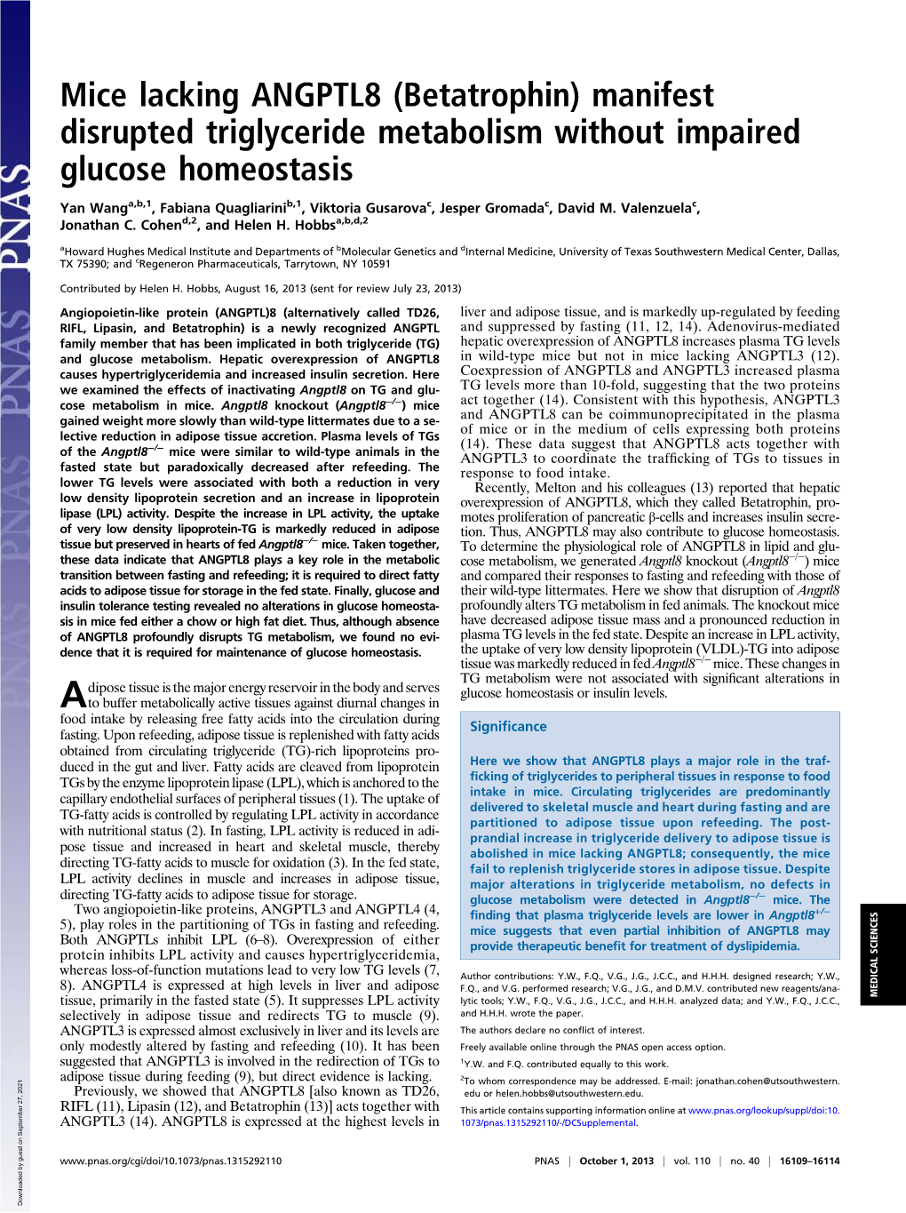 Manifest Disrupted Triglyceride Metabolism Without Impaired Glucose Homeostasis