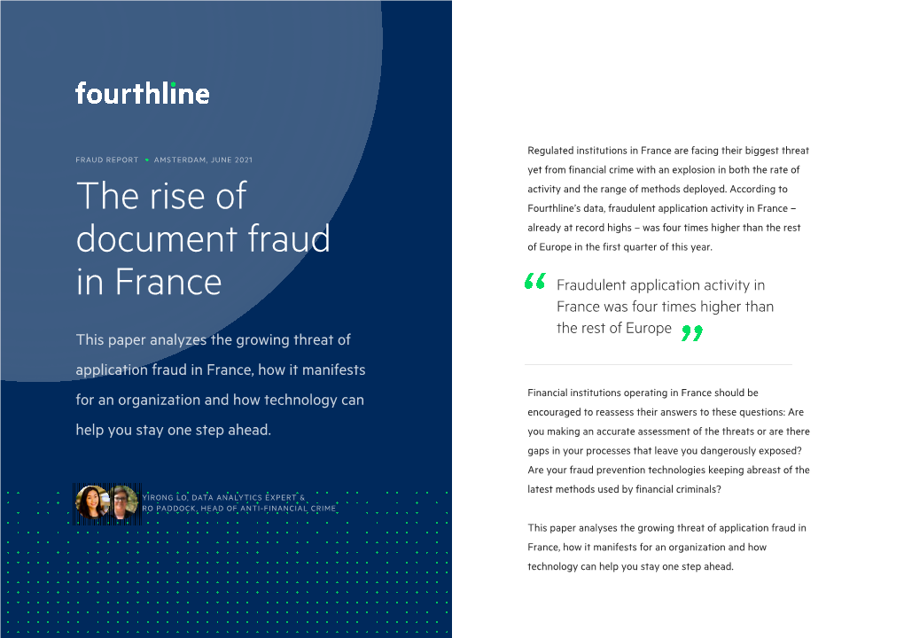 This Paper Analyzes the Growing Threat of Application Fraud in France