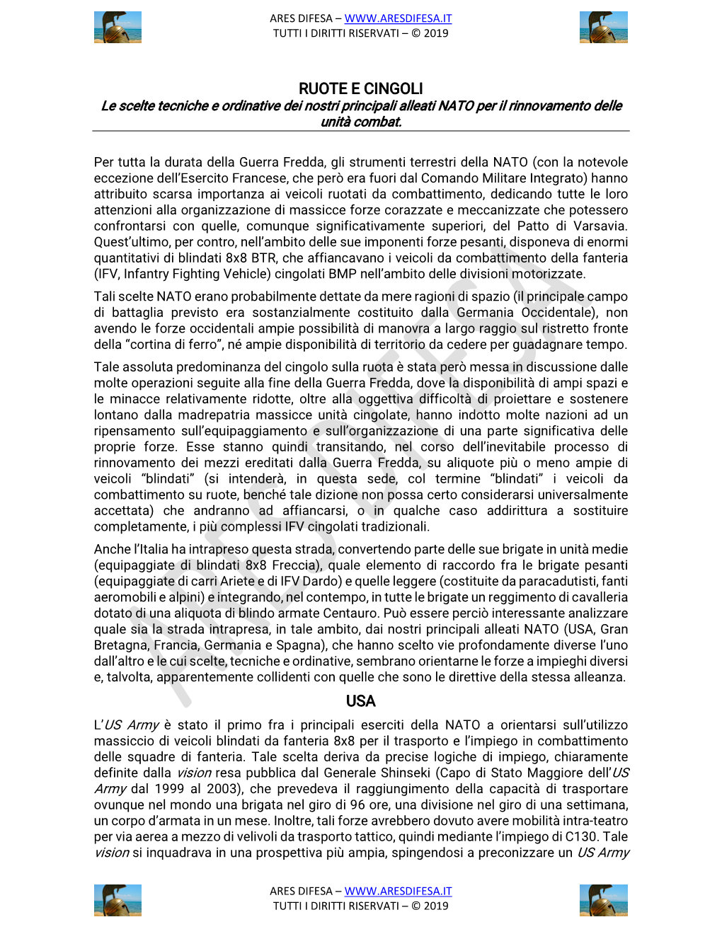 RUOTE E CINGOLI Le Scelte Tecniche E Ordinative Dei Nostri Principali Alleati NATO Per Il Rinnovamento Delle Unità Combat