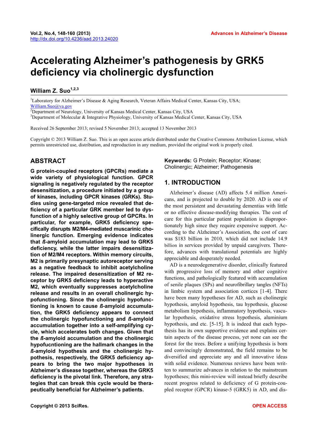 Accelerating Alzheimer's Pathogenesis by GRK5