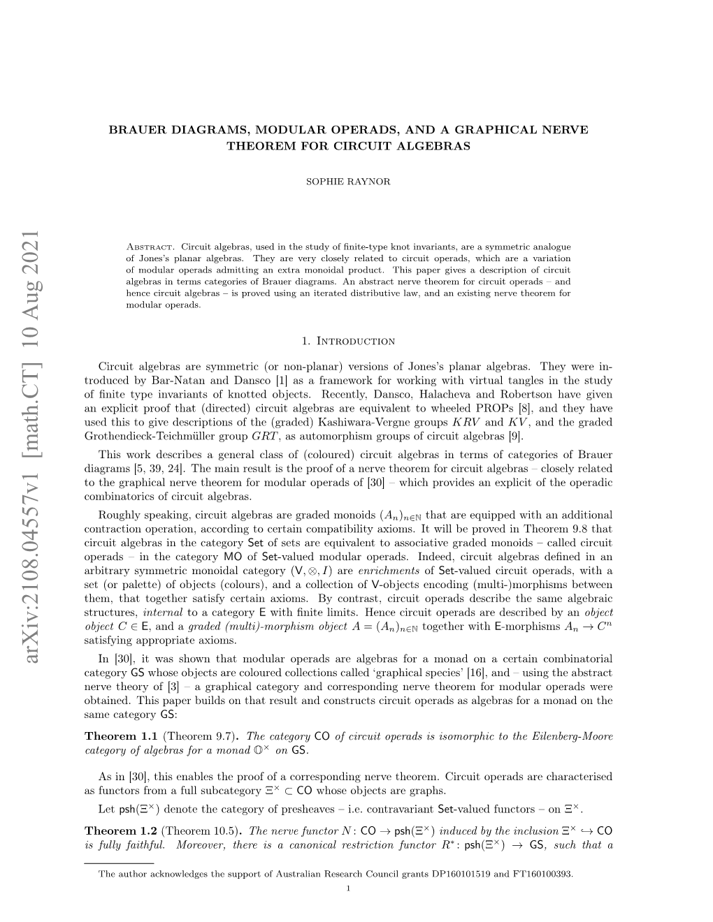 Arxiv:2108.04557V1 [Math.CT] 10 Aug 2021