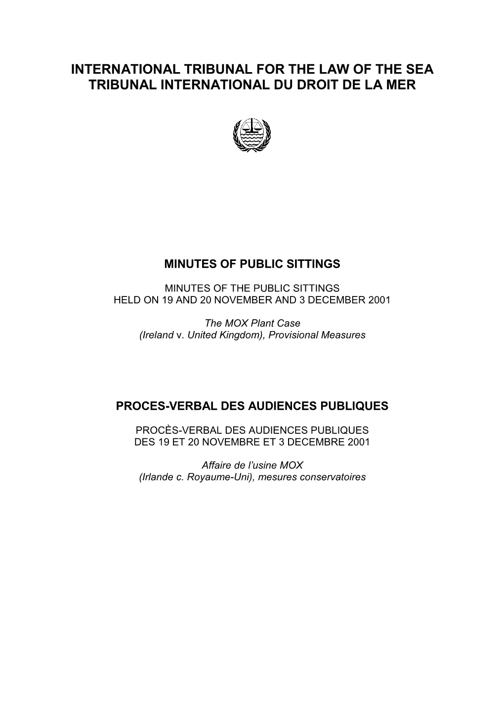 Minutes of Public Hearings