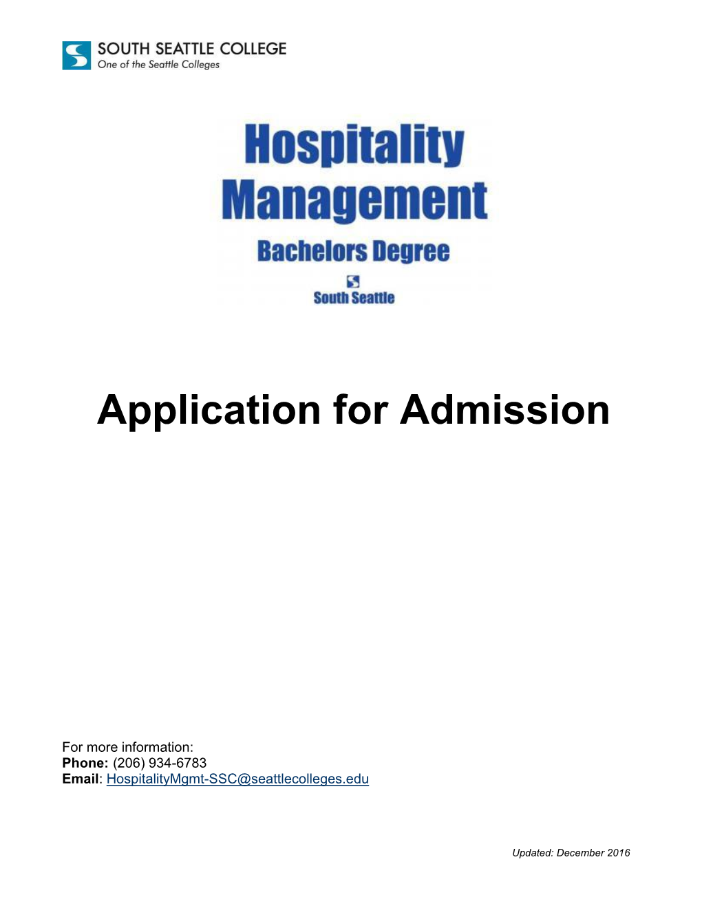 Application for Admission