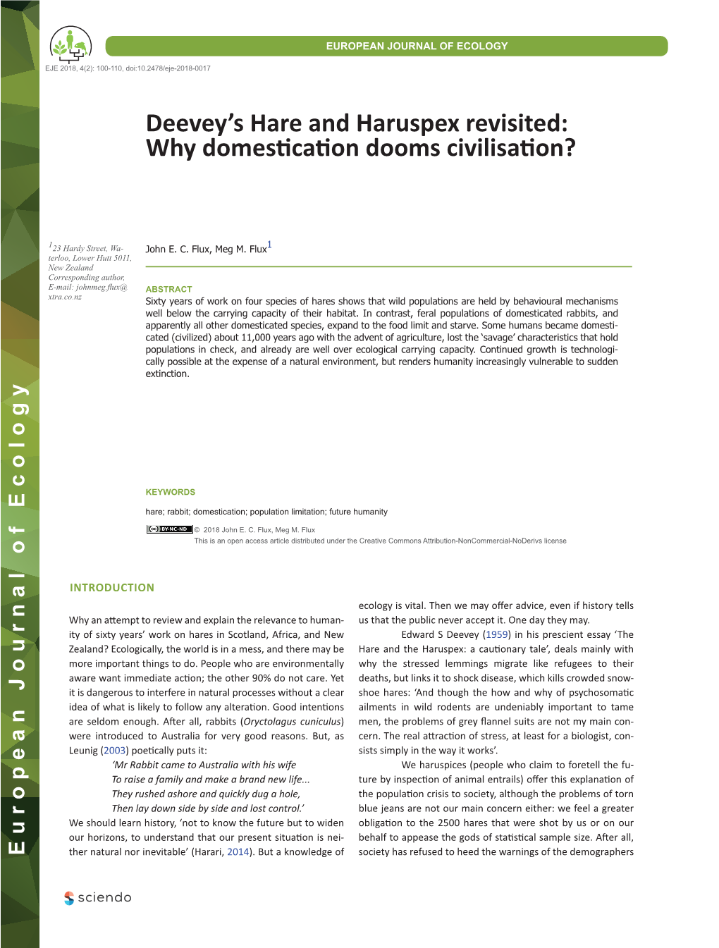 Deevey's Hare and Haruspex Revisited: Why Domestication Dooms