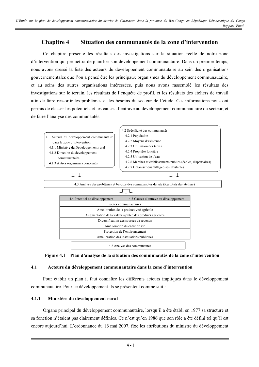 Chapitre 4 Situation Des Communautés De La Zone D’Intervention