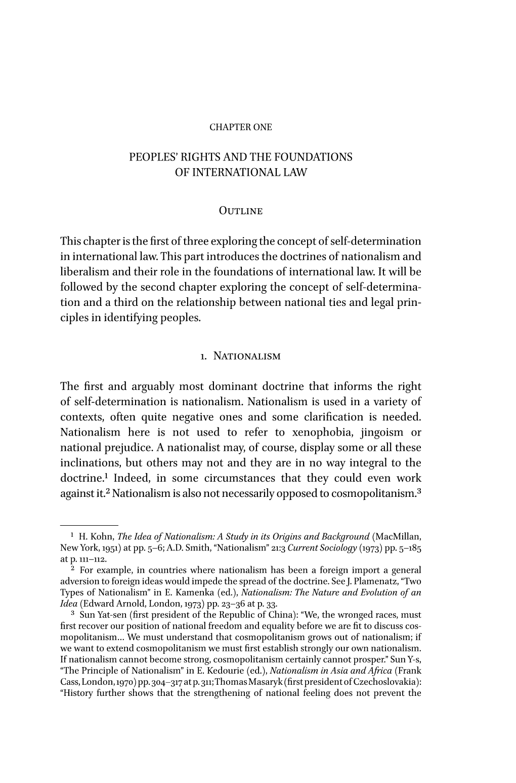 PEOPLES' RIGHTS and the FOUNDATIONS of INTERNATIONAL LAW Outline This Chapter Is the First of Three Exploring the Concept Of