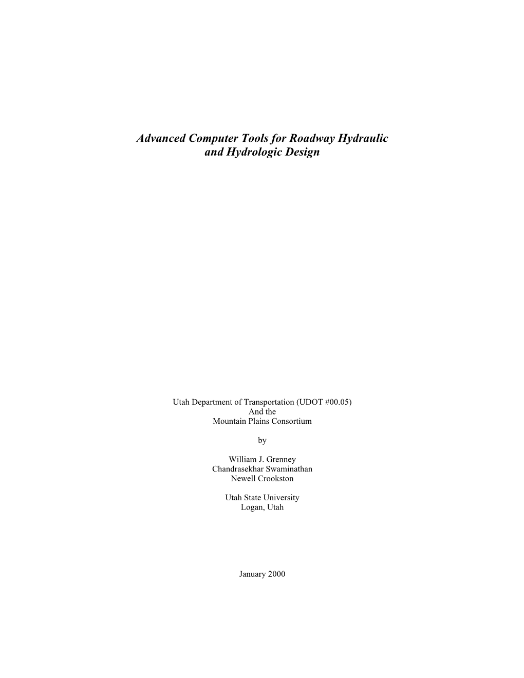 Advanced Computer Tools for Roadway Hydraulic and Hydrologic Design