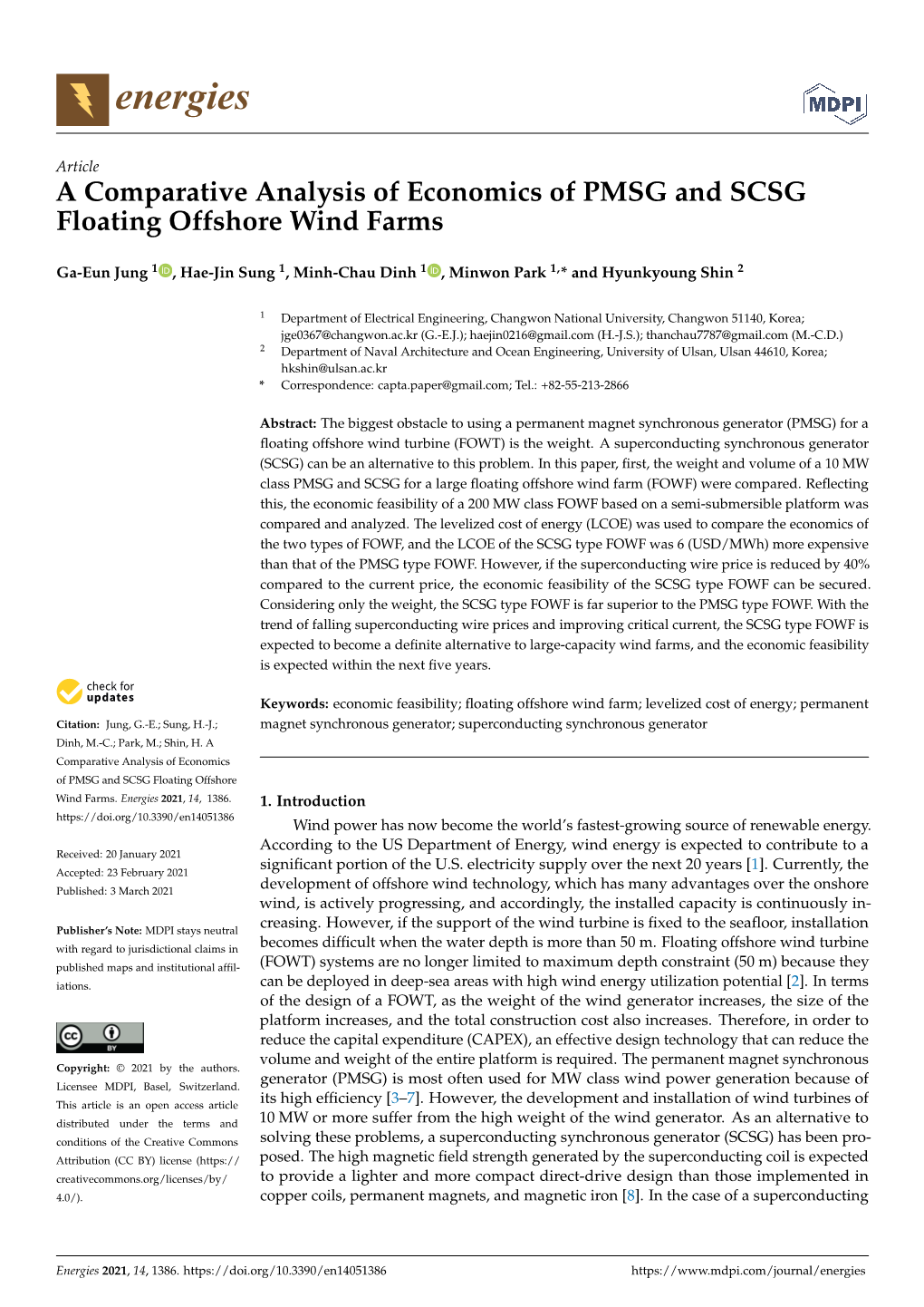 A Comparative Analysis of Economics of PMSG and SCSG Floating Offshore Wind Farms