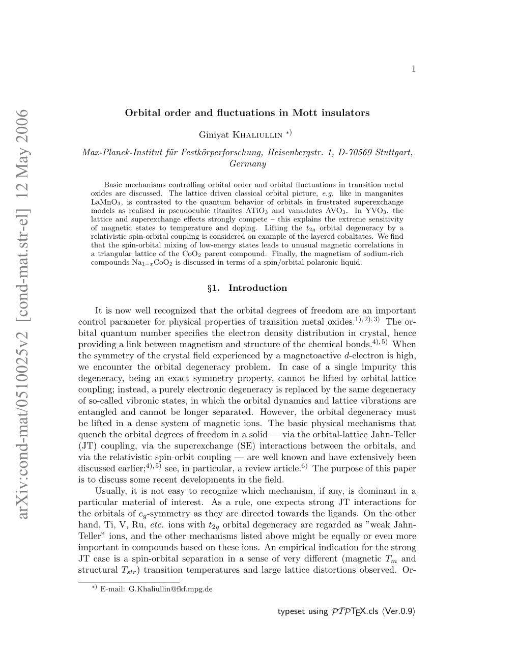 Arxiv:Cond-Mat/0510025V2