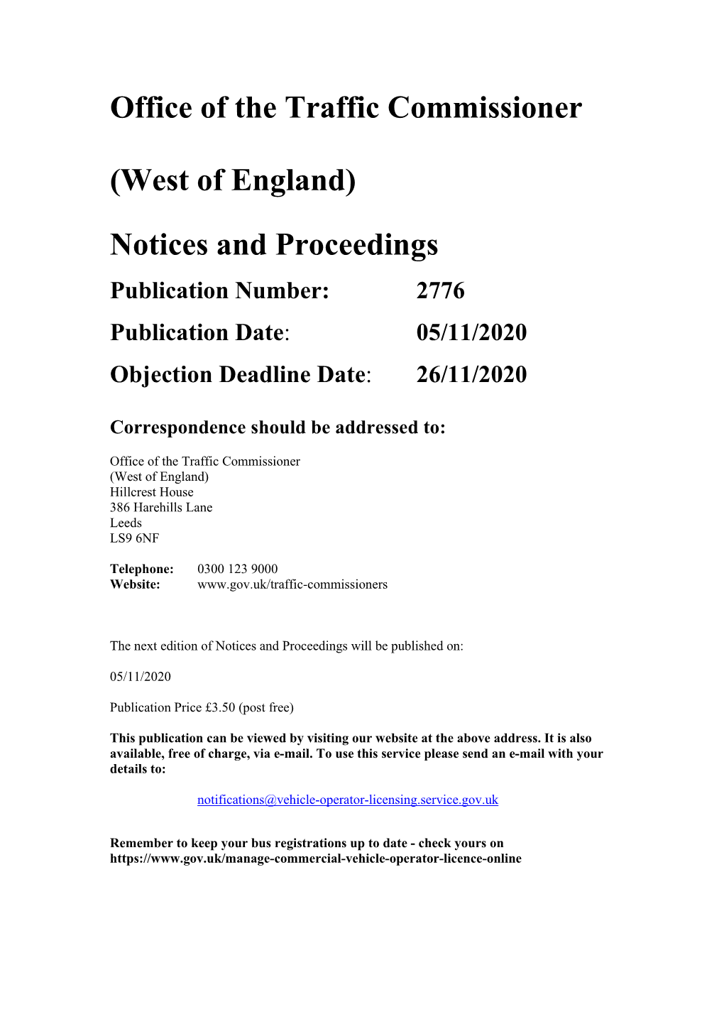 Notices and Proceedings for the West of England 2776