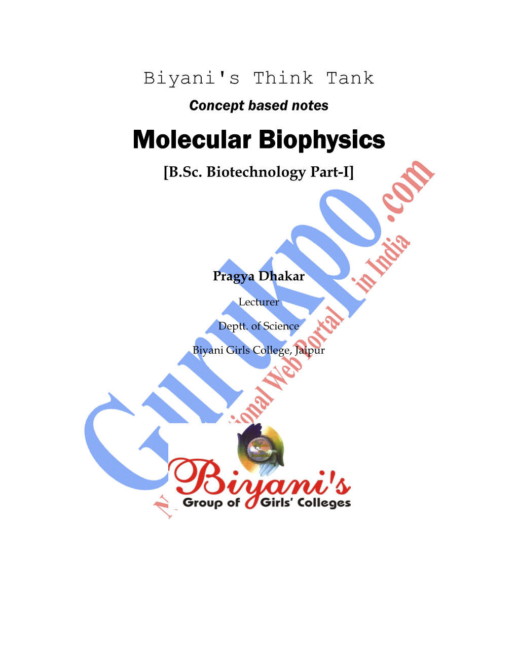 Molecular Biophysics [B.Sc