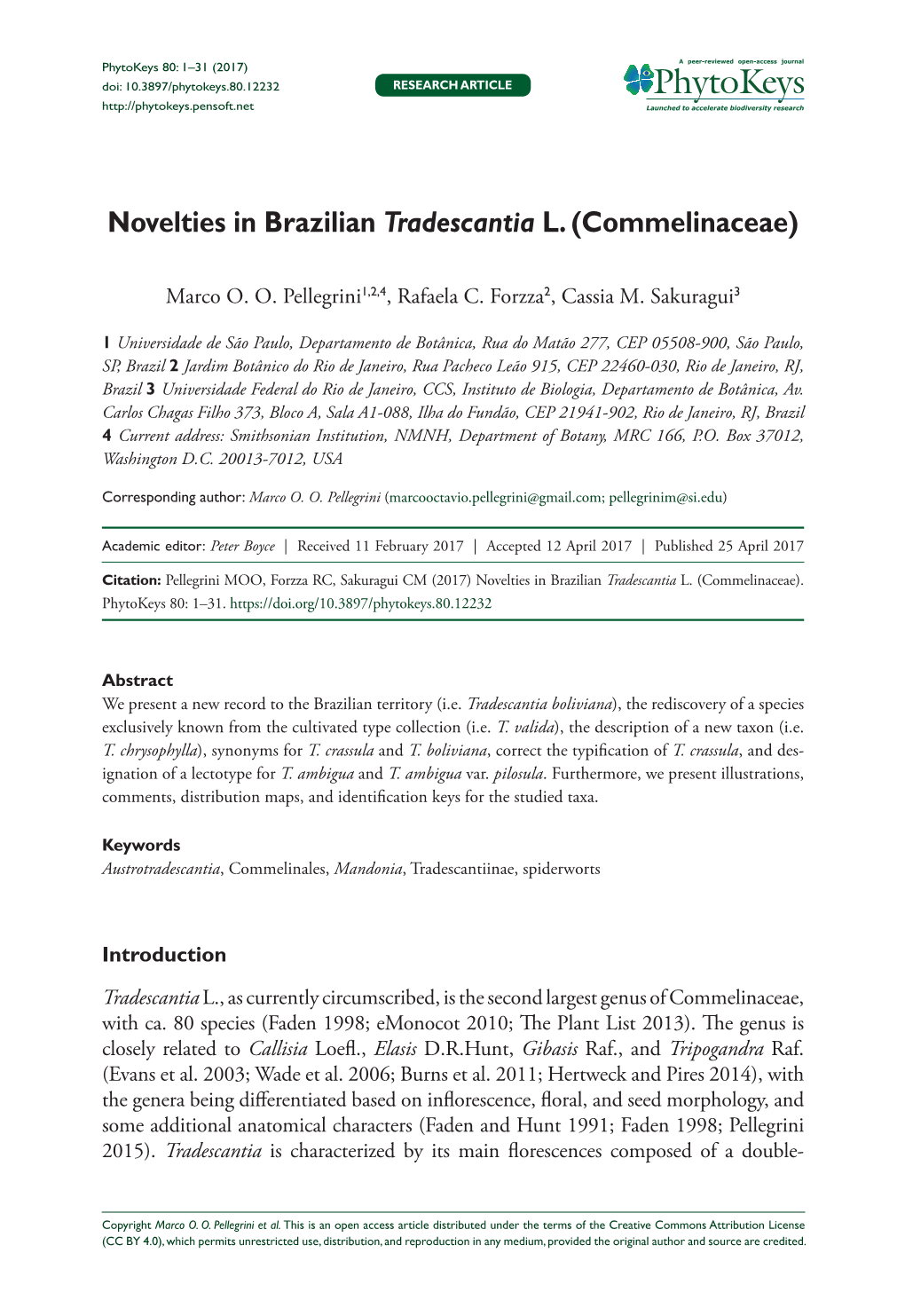 Novelties in Brazilian Tradescantia L