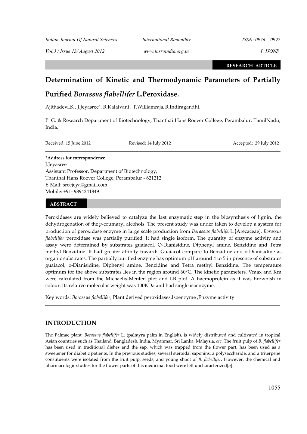 Determination of Kinetic and Thermodynamic Parameters of Partially